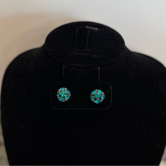 Elegant Blue Stud Earrings - Picture 1 of 2